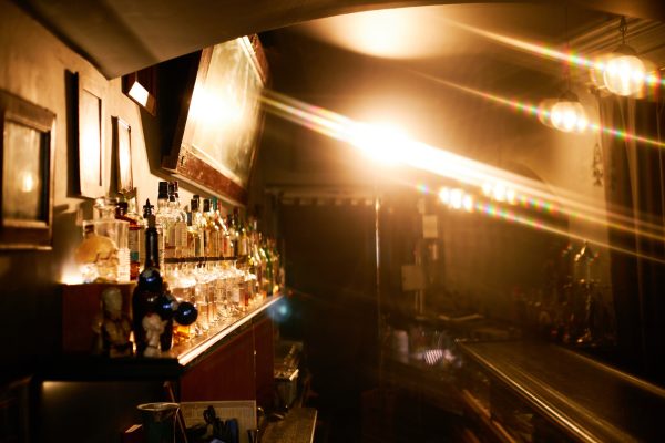 Interior of Bar with of Alcoholic Beverages in Jazz Club